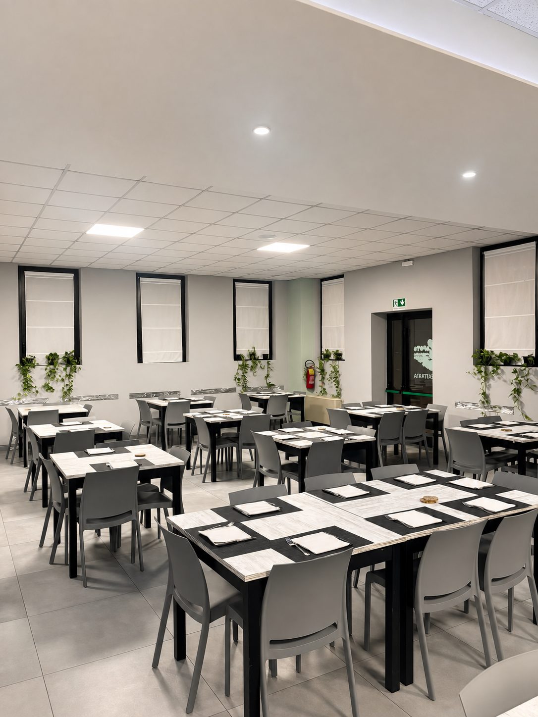 Sala principale del ristorante Pipote con i tavoli apparecchiati
